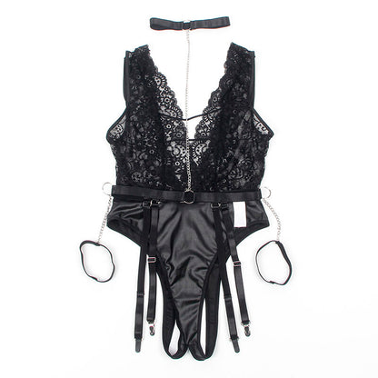 SUBBLIME - 954390 BODY SEXY CON CINTURA REGGICALZE NERO L/XL - SUBBLIME BODYSTOCKINGS | Lingerie Harness Boutique