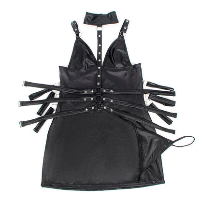 SUBBLIME - 954406 VESTITO BONDAGE IN PELLE NERO S/M - SUBBLIME DRESSES | Lingerie Harness Boutique