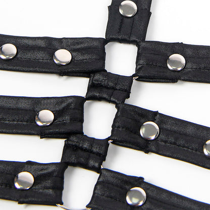 SUBBLIME - 954413 BODY BONDAGE IN PELLE NERO L/XL - SUBBLIME DRESSES | Lingerie Harness Boutique