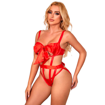 SUBBLIME - 954475 BODY SEXY TRAFORATO CON FIOCCO ROSSO L/XL - SUBBLIME BODYSTOCKINGS | Lingerie Harness Boutique