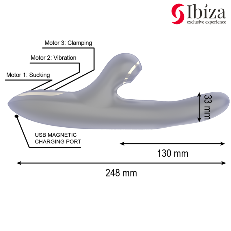 IBIZA - DOPPIO VIBRATORE BLOCCAGGIO NERO - IBIZA TECHNOLOGY | Lingerie Harness Boutique