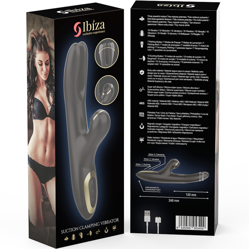 IBIZA - DOPPIO VIBRATORE BLOCCAGGIO NERO - IBIZA TECHNOLOGY | Lingerie Harness Boutique