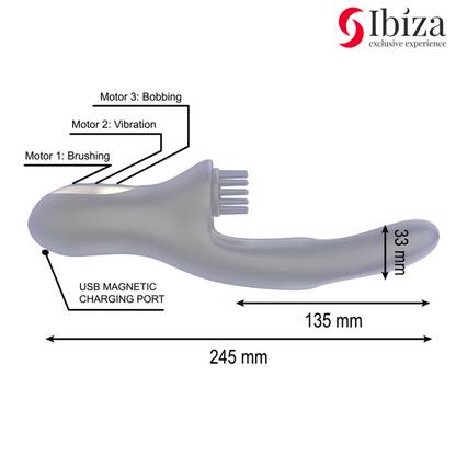 IBIZA - VIBRATORE CLITORIALE MULTICELLULARE E DOPPIA ONDA CON SPAZZOLA RABITT HI-TECH - IBIZA TECHNOLOGY | Lingerie Harness Boutique