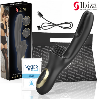 IBIZA - VIBRATORE CLITORIALE MULTICELLULARE E DOPPIA ONDA CON SPAZZOLA RABITT HI-TECH - IBIZA TECHNOLOGY | Lingerie Harness Boutique