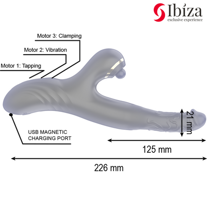 IBIZA - TWO DRAGONS DOPPIO VIBRATORE NERO - IBIZA TECHNOLOGY | Lingerie Harness Boutique