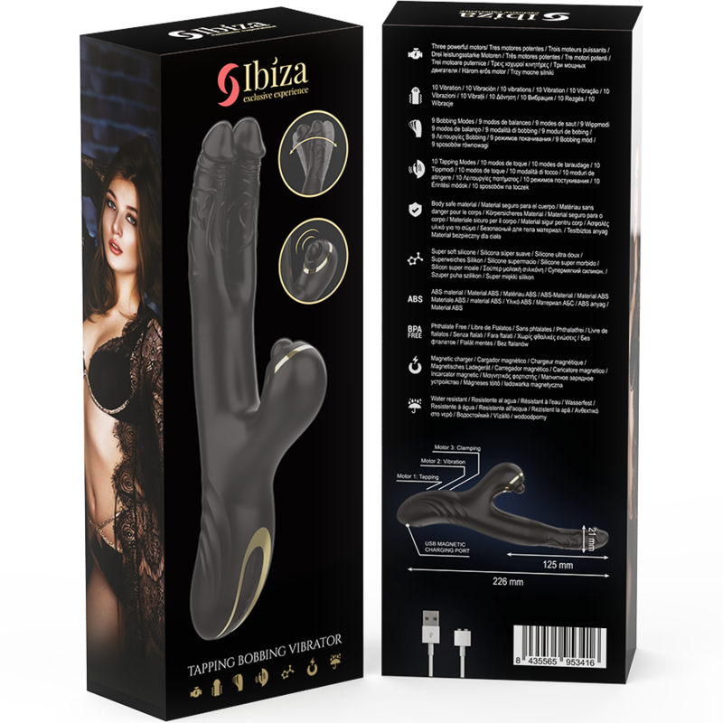 IBIZA - TWO DRAGONS DOPPIO VIBRATORE NERO - IBIZA TECHNOLOGY | Lingerie Harness Boutique