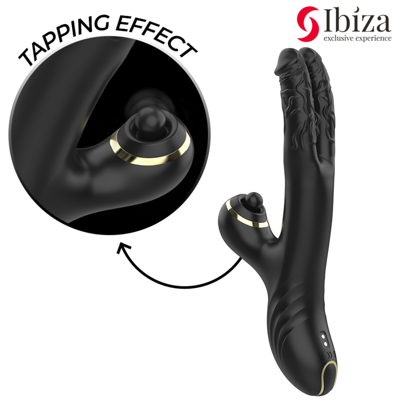 IBIZA - TWO DRAGONS DOPPIO VIBRATORE NERO - IBIZA TECHNOLOGY | Lingerie Harness Boutique