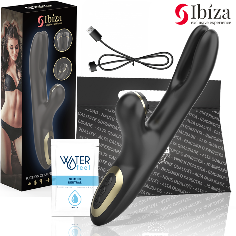 IBIZA - DOPPIO VIBRATORE BLOCCAGGIO NERO - IBIZA TECHNOLOGY | Lingerie Harness Boutique