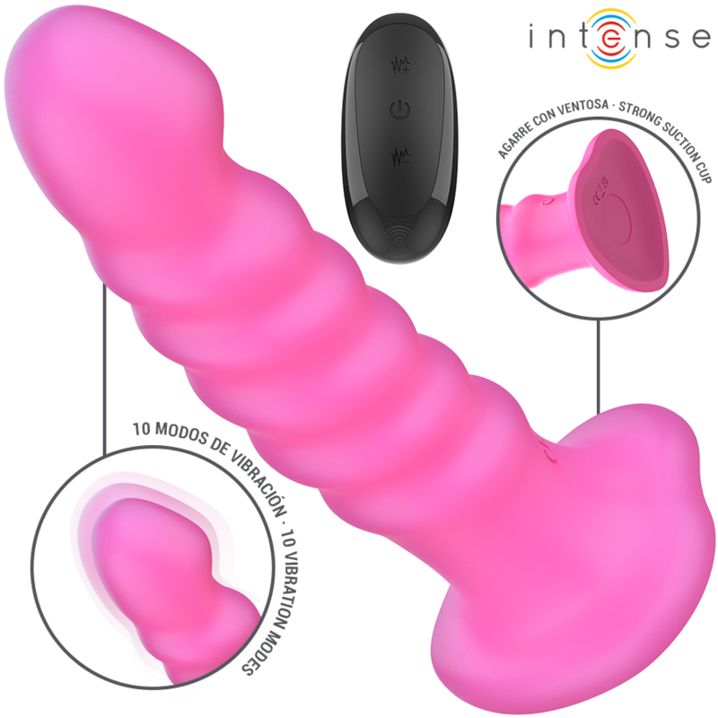 INTENSE - CINDY VIBRADOR TALLA L DISEÑO EN ESPIRAL 10 VIBRACIONES ROSA CONTROL REMOTO - INTENSE FUN | Lingerie Harness Boutique