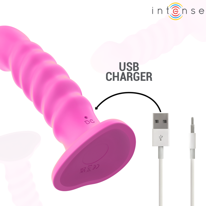 INTENSE - CINDY VIBRADOR TALLA L DISEÑO EN ESPIRAL 10 VIBRACIONES ROSA CONTROL REMOTO - INTENSE FUN | Lingerie Harness Boutique