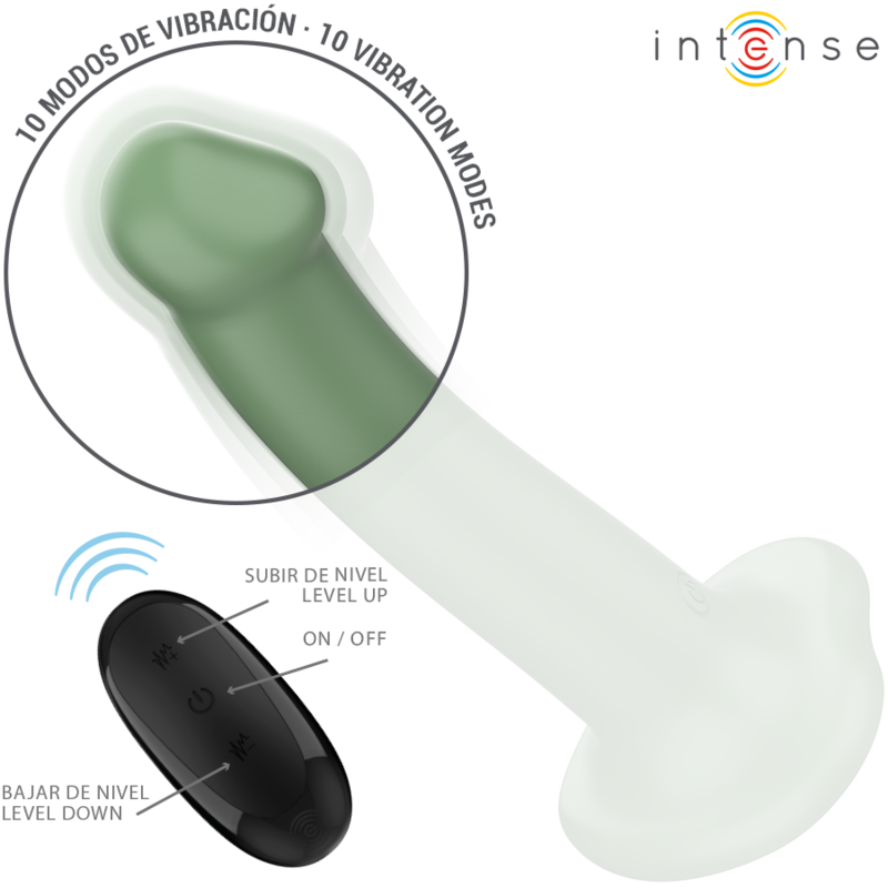 INTENSE - BECCA VIBRATORE CON VENTOSA 10 VIBRAZIONI TELECOMANDO VERDE - INTENSE FUN | Lingerie Harness Boutique