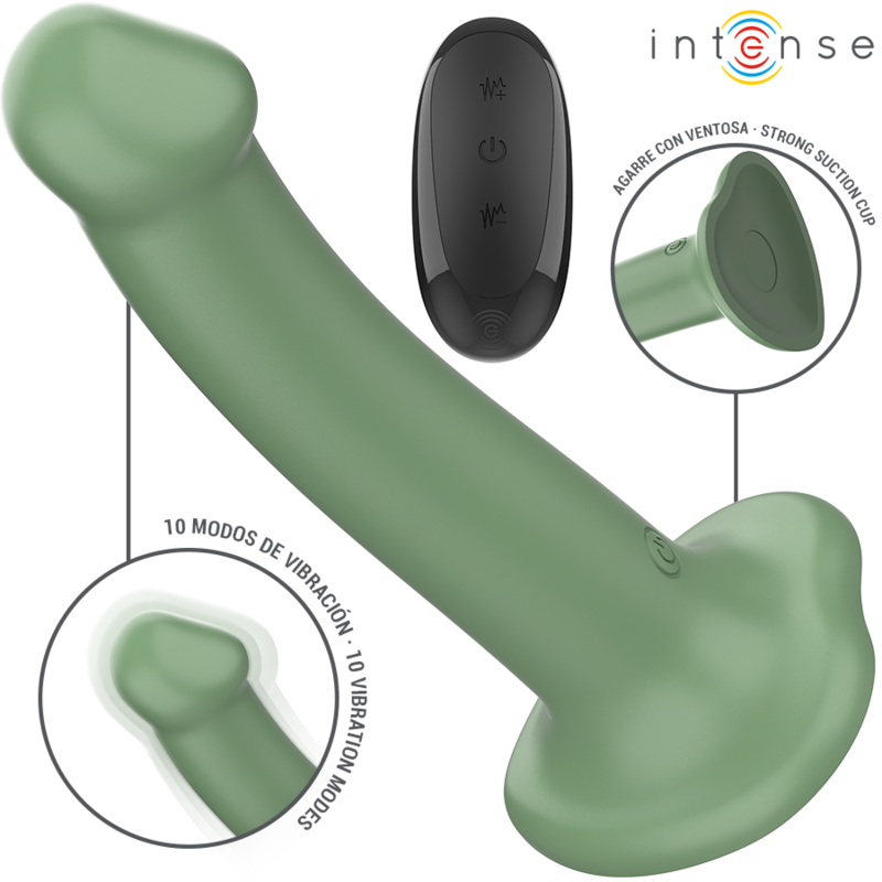 INTENSE - BECCA VIBRATORE CON VENTOSA 10 VIBRAZIONI TELECOMANDO VERDE - INTENSE FUN | Lingerie Harness Boutique