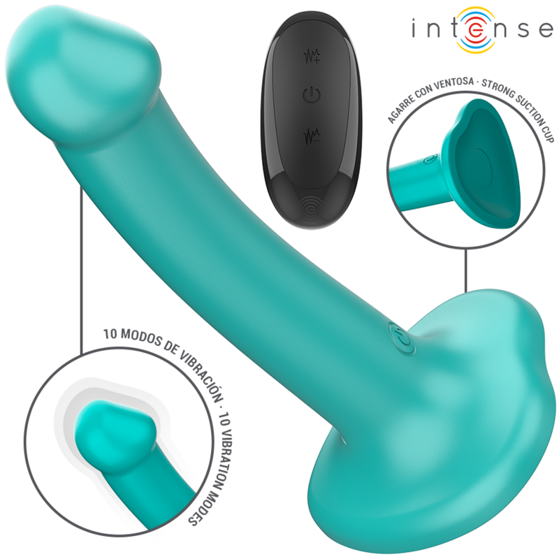 INTENSE - KATIE VIBRATORE CON VENTOSA 10 VIBRAZIONI TELECOMANDO BLU - INTENSE FUN | Lingerie Harness Boutique