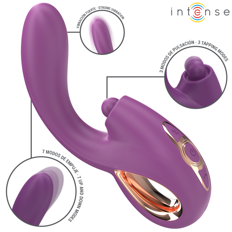 INTENSE - LALI VIBRADOR PUNTO G MULTIFUNCIÓN ESTIMULACIÓN & EMPUJE & VIBRACIÓN MORADO - INTENSE FUN | Lingerie Harness Boutique