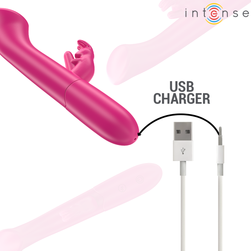 INTENSE - JULIETA VIBRATORE CONIGLIO 18,6 CM 10 VIBRAZIONI ROSA - INTENSE FUN | Lingerie Harness Boutique