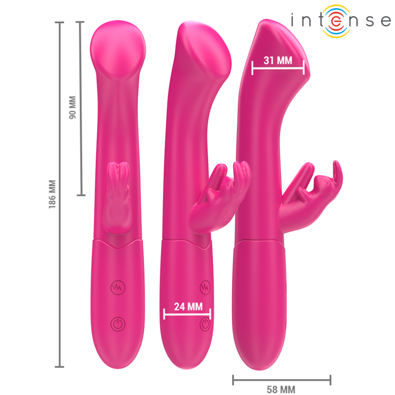 INTENSE - JULIETA VIBRATORE CONIGLIO 18,6 CM 10 VIBRAZIONI ROSA - INTENSE FUN | Lingerie Harness Boutique