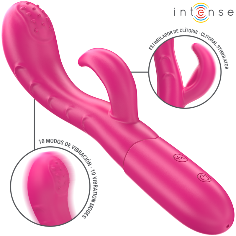 INTENSE - VIBRATORE AMARA CON LINGUA STIMOLANTE 10 VIBRAZIONI ROSA - INTENSE FUN | Lingerie Harness Boutique