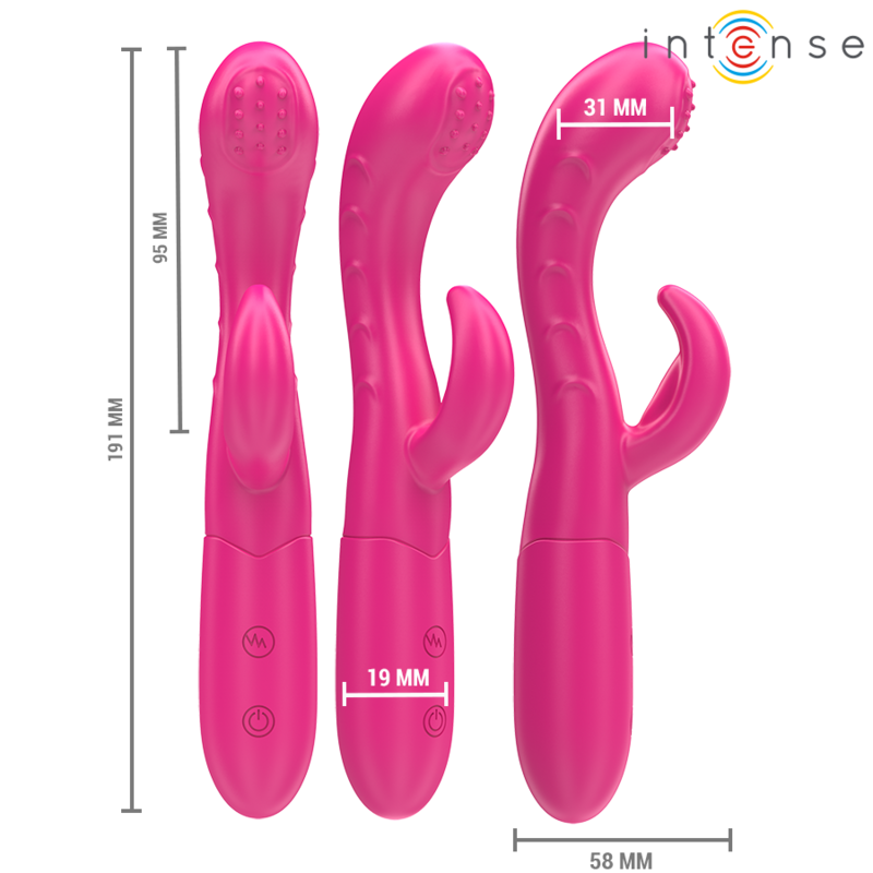 INTENSE - VIBRATORE AMARA CON LINGUA STIMOLANTE 10 VIBRAZIONI ROSA - INTENSE FUN | Lingerie Harness Boutique