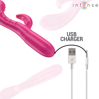 INTENSE - VIBRATORE AMARA CON LINGUA STIMOLANTE 10 VIBRAZIONI ROSA - INTENSE FUN | Lingerie Harness Boutique