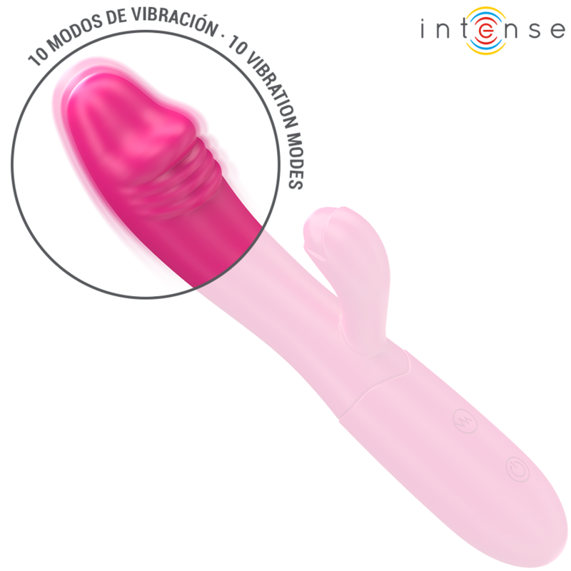 INTENSE - VIBRATORE FLESSIBILE IVY 10 VIBRAZIONI CON STIMOLAZIONE DELLA LINGUA ROSA - INTENSE FUN | Lingerie Harness Boutique