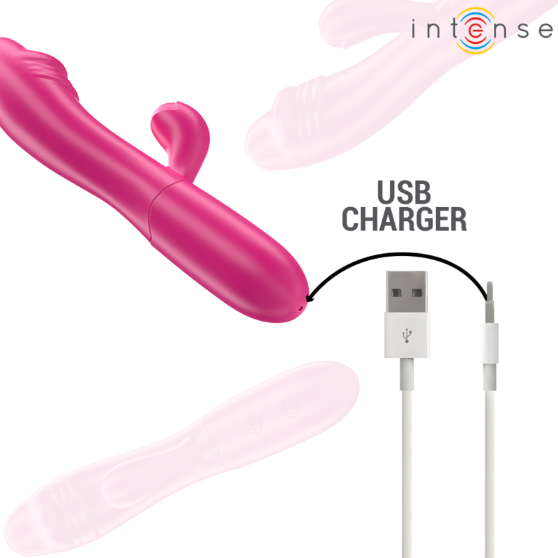 INTENSE - VIBRATORE FLESSIBILE IVY 10 VIBRAZIONI CON STIMOLAZIONE DELLA LINGUA ROSA - INTENSE FUN | Lingerie Harness Boutique