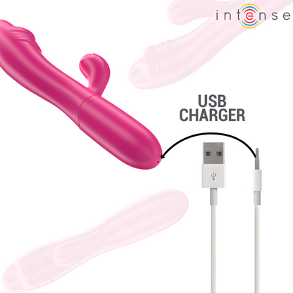 INTENSE - VIBRATORE FLESSIBILE IVY 10 VIBRAZIONI CON STIMOLAZIONE DELLA LINGUA ROSA - INTENSE FUN | Lingerie Harness Boutique