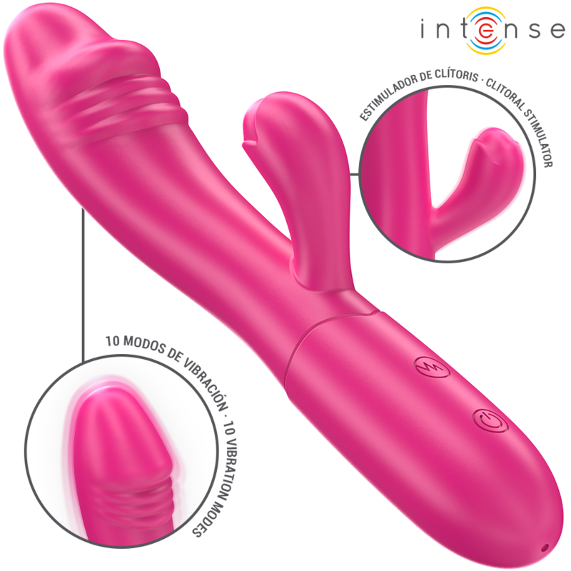 INTENSE - VIBRATORE FLESSIBILE IVY 10 VIBRAZIONI CON STIMOLAZIONE DELLA LINGUA ROSA - INTENSE FUN | Lingerie Harness Boutique