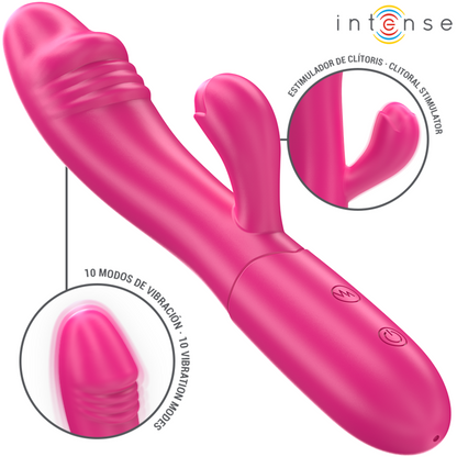 INTENSE - VIBRATORE FLESSIBILE IVY 10 VIBRAZIONI CON STIMOLAZIONE DELLA LINGUA ROSA - INTENSE FUN | Lingerie Harness Boutique