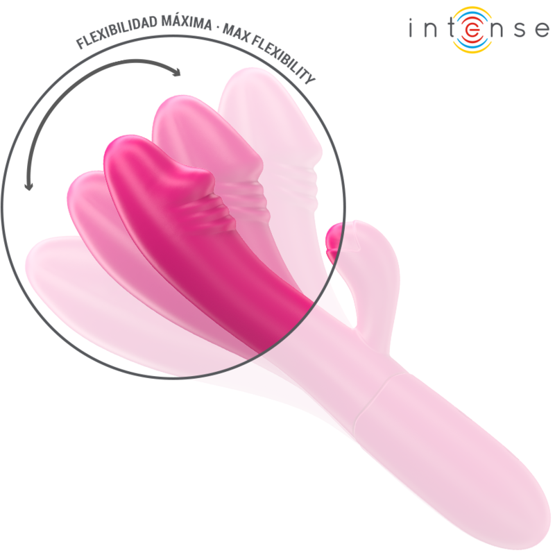 INTENSE - VIBRATORE FLESSIBILE IVY 10 VIBRAZIONI CON STIMOLAZIONE DELLA LINGUA ROSA - INTENSE FUN | Lingerie Harness Boutique