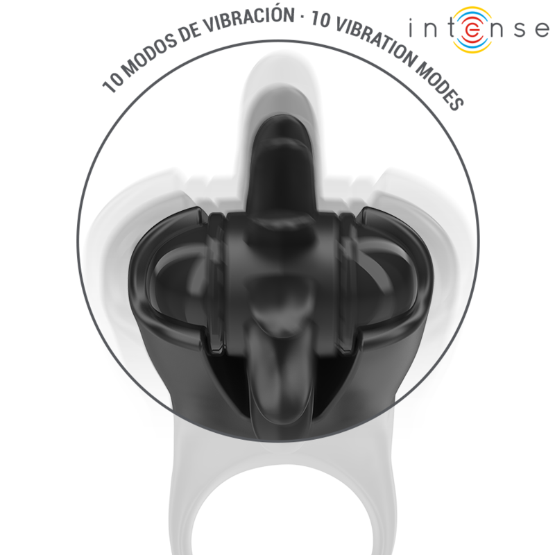 INTENSE - MABEL ANELLO VIBRANTE 10 VIBRAZIONI CON STIMOLATORE CLITORIDEO NERO - INTENSE COUPLES TOYS | Lingerie Harness Boutique
