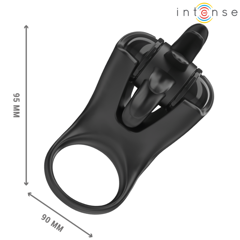 INTENSE - MABEL ANELLO VIBRANTE 10 VIBRAZIONI CON STIMOLATORE CLITORIDEO NERO - INTENSE COUPLES TOYS | Lingerie Harness Boutique