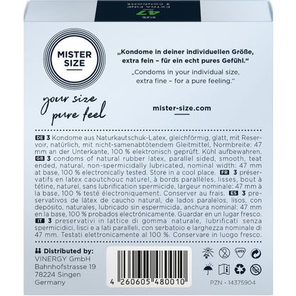 MISTER SIZE - PRESERVATIVI TAGLIA XS 47 MM (3 UNITÀ) - MISTER SIZE | Lingerie Harness Boutique
