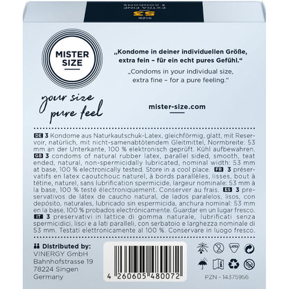 MISTER SIZE - PRESERVATIVO TAGLIA M 53 MM (3 UNITÀ) - MISTER SIZE | Lingerie Harness Boutique