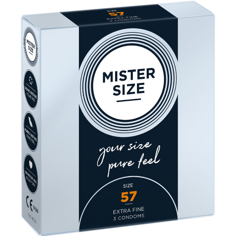 MISTER SIZE - PRESERVATIVO TAGLIA L 57 MM (3 UNITÀ) - MISTER SIZE | Lingerie Harness Boutique