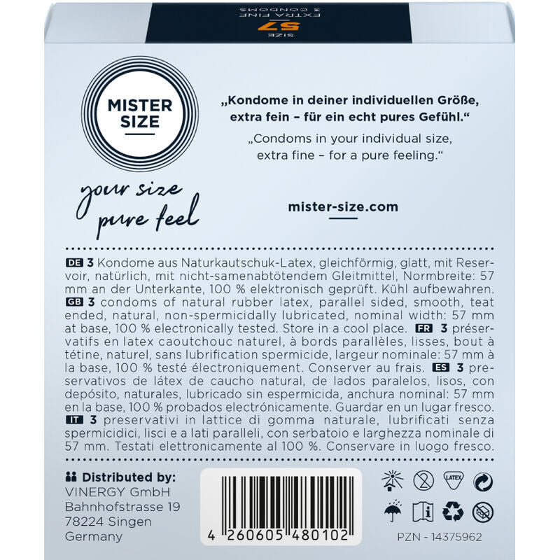 MISTER SIZE - PRESERVATIVO TAGLIA L 57 MM (3 UNITÀ) - MISTER SIZE | Lingerie Harness Boutique