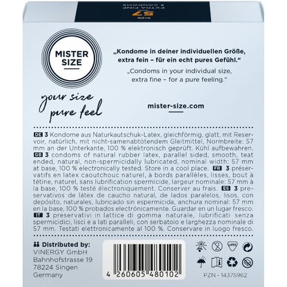 MISTER SIZE - PRESERVATIVO TAGLIA L 57 MM (3 UNITÀ) - MISTER SIZE | Lingerie Harness Boutique