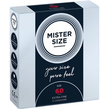 MISTER SIZE - PRESERVATIVO TAGLIA XL 60 MM (3 UNITÀ) - MISTER SIZE | Lingerie Harness Boutique