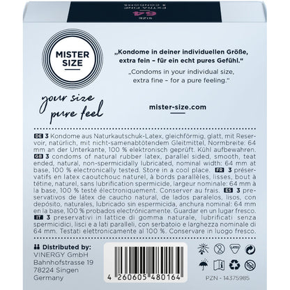 MISTER SIZE - PRESERVATIVI TAGLIA XXL 64 MM (3 UNITÀ) - MISTER SIZE | Lingerie Harness Boutique