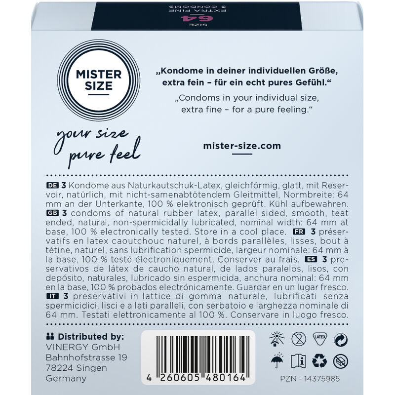 MISTER SIZE - PRESERVATIVI TAGLIA XXL 64 MM (3 UNITÀ) - MISTER SIZE | Lingerie Harness Boutique