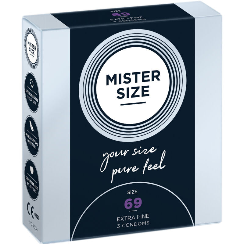 MISTER SIZE - PRESERVATIVI TAGLIA XXXL 69 MM (3 UNITÀ) - MISTER SIZE | Lingerie Harness Boutique