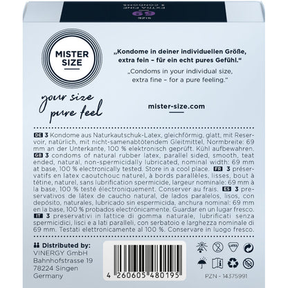 MISTER SIZE - PRESERVATIVI TAGLIA XXXL 69 MM (3 UNITÀ) - MISTER SIZE | Lingerie Harness Boutique