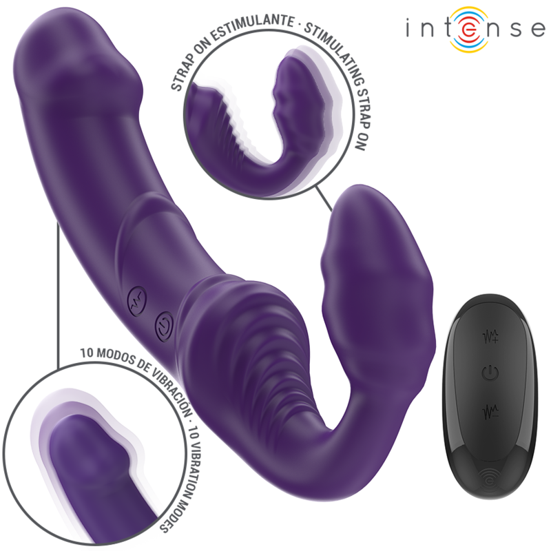 INTENSE - JILL DOPPIO VIBRATORE 20 CM VIOLA TELECOMANDO - INTENSE FUN | Lingerie Harness Boutique