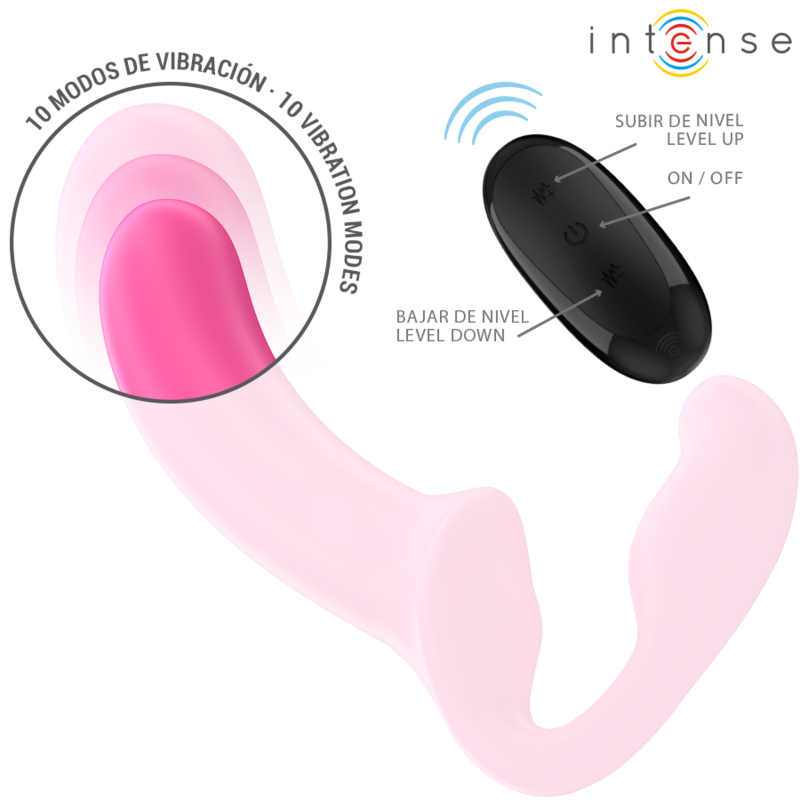 INTENSE - AMY DOPPIO VIBRATORE 20 CM ROSA TELECOMANDO - INTENSE FUN | Lingerie Harness Boutique