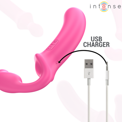 INTENSE - AMY DOPPIO VIBRATORE 20 CM ROSA TELECOMANDO - INTENSE FUN | Lingerie Harness Boutique