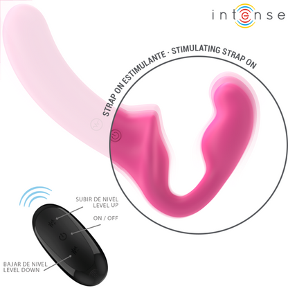 INTENSE - AMY DOPPIO VIBRATORE 20 CM ROSA TELECOMANDO - INTENSE FUN | Lingerie Harness Boutique