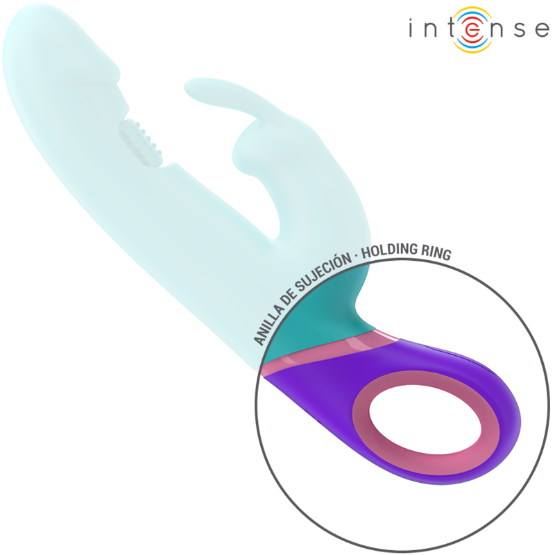 INTENSE - MONICA VIBRATORE RABBIT CON STIMOLATORE G-SPOT ROTANTE BLU - INTENSE FUN | Lingerie Harness Boutique