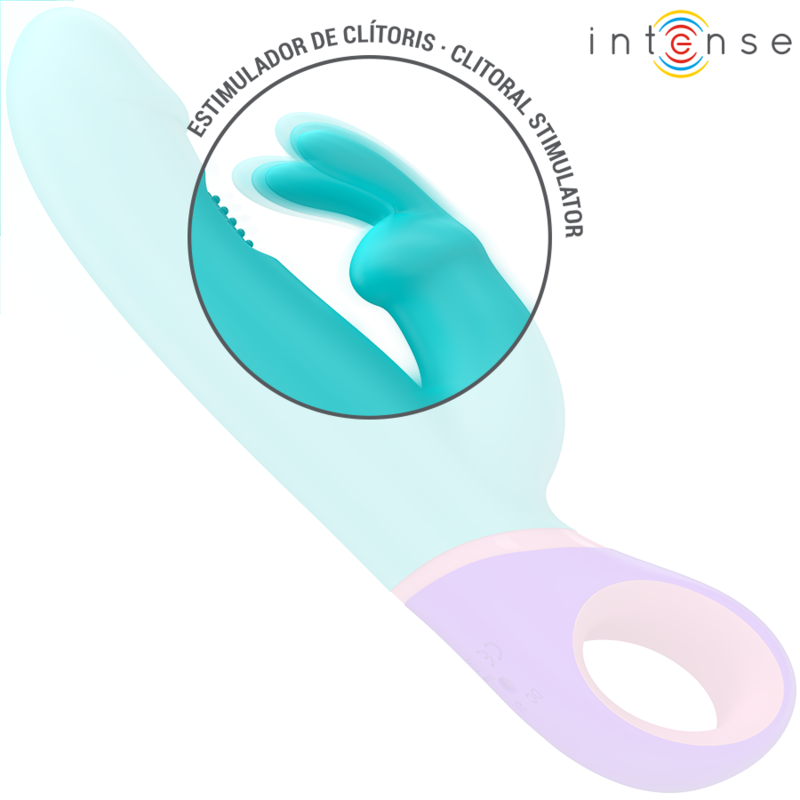 INTENSE - MONICA VIBRATORE RABBIT CON STIMOLATORE G-SPOT ROTANTE BLU - INTENSE FUN | Lingerie Harness Boutique