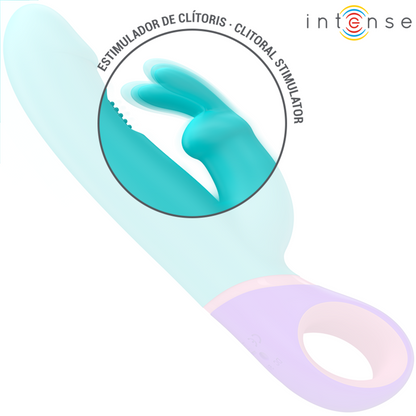 INTENSE - MONICA VIBRATORE RABBIT CON STIMOLATORE G-SPOT ROTANTE BLU - INTENSE FUN | Lingerie Harness Boutique