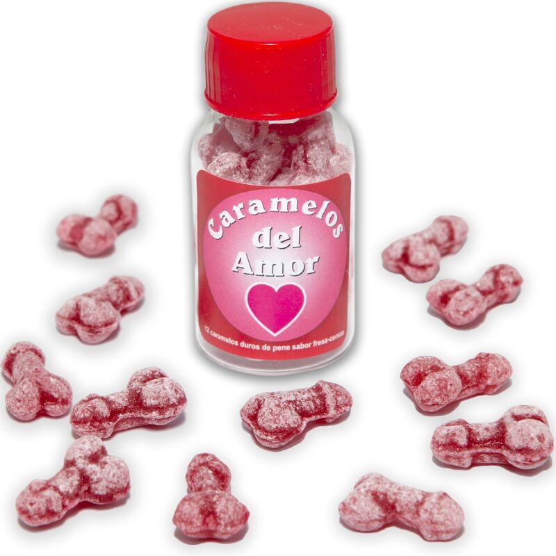 DIABLO PICANTE - 12 CARAMELLE DAMORE A FORMA DI PENE FRAGOLA/CILIEGIA - DIABLO PICANTE | Lingerie Harness Boutique