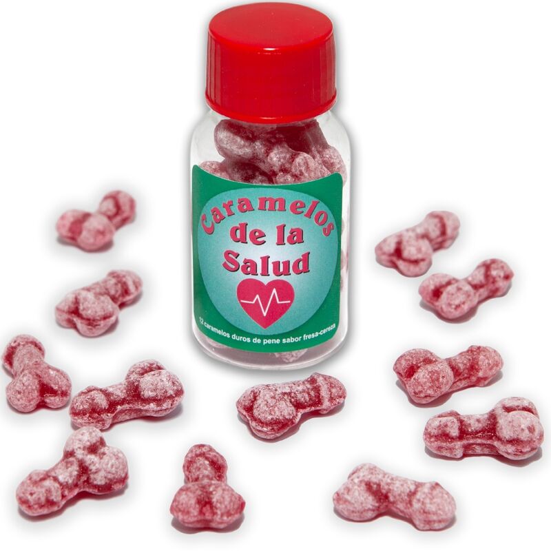 DIABLO PICANTE - 12 CARAMELLE DELLA SALUTE A FORMA DI PENE FRAGOLA/CILIEGIA - DIABLO PICANTE | Lingerie Harness Boutique